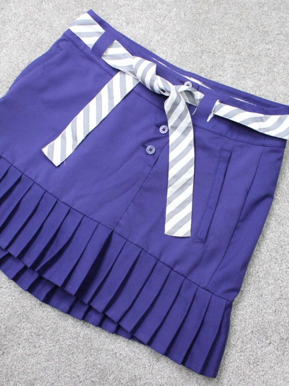 Nike Golf Skort Womens 8 Purple Tour Performance Pleated Shorts Dri-Fit w/ Belt - Picture 2 of 10